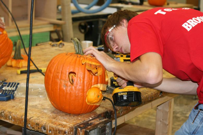 Juniors Kyle Henik and Connor Welch won the power tool pumpkin carving contest Oct. 27.