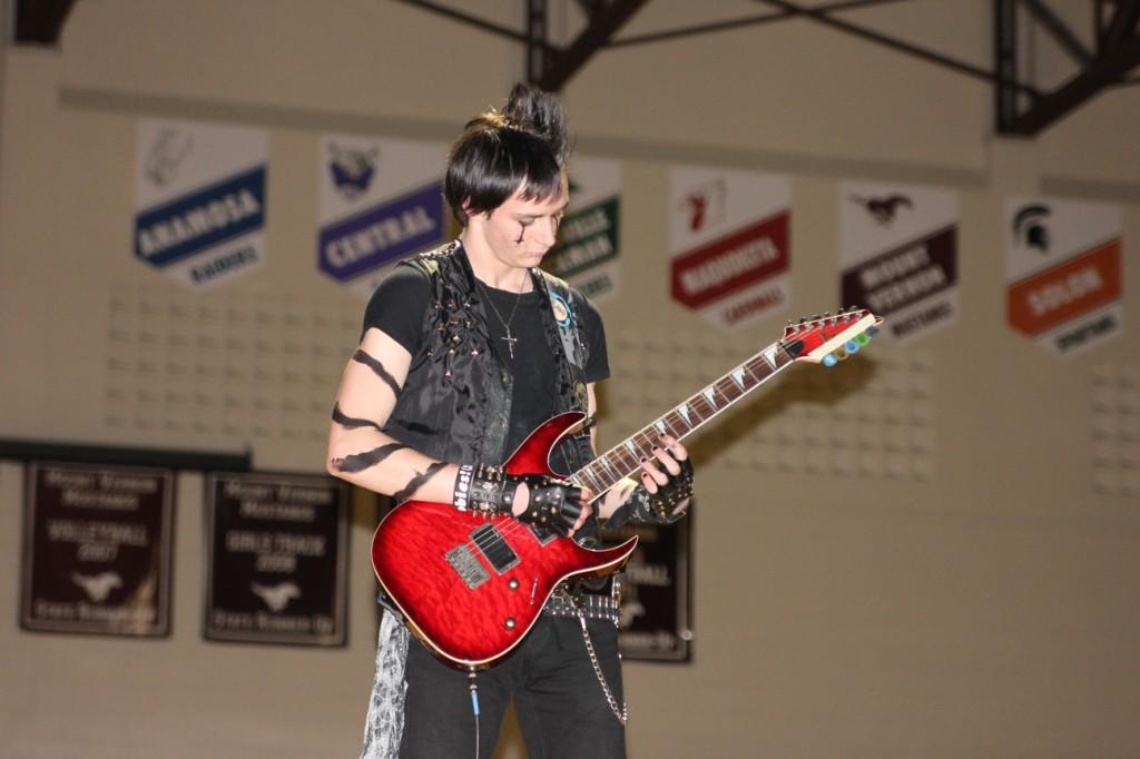 Cody Burgin performs in the talent competition before winning the Mr. MVHS pageant Feb. 24.