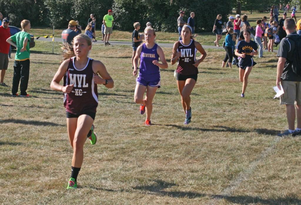 Freshman Faith Anton places first for the MV-L varsity girls with a time of 16:42.  She was 10th overall at the Tipton Invitational. Photo by Kelbie Eskelsen.