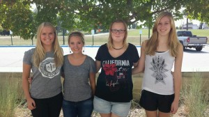 Our foreign exchange students Lene Gurvig,Fanelly BidonPeltier, Svea Rittershofer, and Kira Blumentritt pose together Sept. 5. Photo by Steve Brand