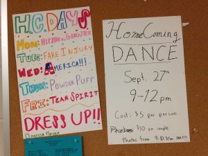 Signs give us the important info to plan for homecoming.
