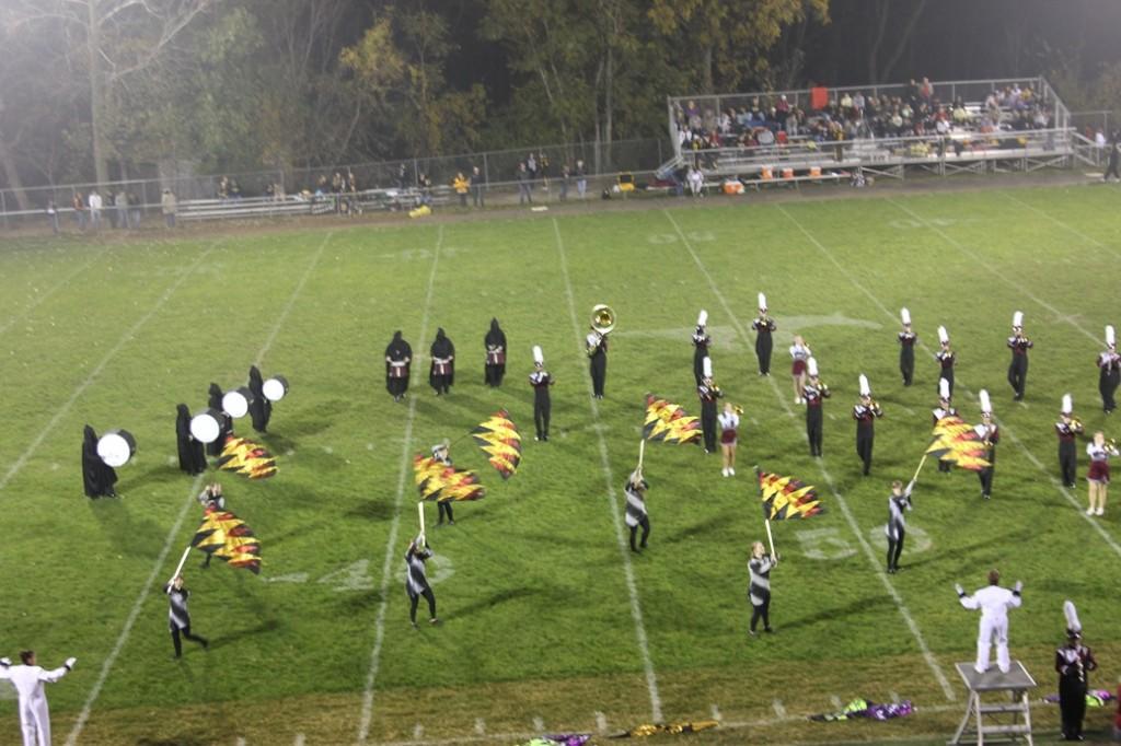 The band performs at halftime