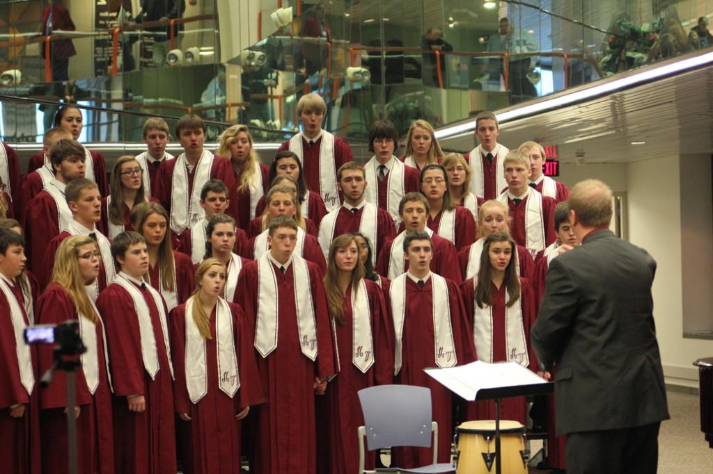 The MVHS choir performs at the University of Iowa Hospital on Dec. 15.