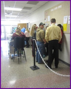 Students wait in the lunch line. Photo by Jenna Brannaman.