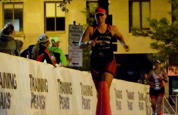 Gym teacher Chelsee Shortt finishes the Ironman in Wisconsin in September. The Ironman is a triathlon where athletes complete 2.4 miles of swimming, 112 miles of biking and 26.2 miles of running.