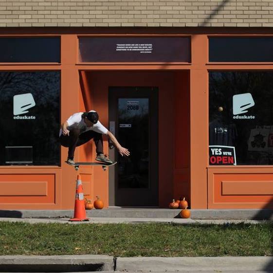 Nate Sherwood jumps a traffic cone.