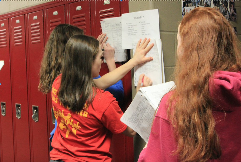 Freshmen in health class get moving to learn about vitamins. Photo/Marissa Cranston.