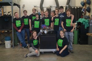 Team 458, Born To Be Wired! Front Row left to right: Laura Player, Becky Fishbein. Back Row: Matt Morrical, Derk Keller, Isaiah Exley-Schuman, Emma Ault, Christian Tanberg, Mitchell Hall, Matt Hall, Kai Walberg, Josh Lynch, Nathaniel Barnhart, Not shown: Ryan Lueth, Adam Gage.