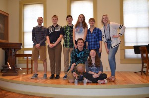The All Staters of Mount Vernon and Lisbon performed in a showcase on Sunday, April 3rd. Front: Luke Moran, Sam White Back: Jack Young, Zach Vig, James Cannon, Jenna Baumler, Nicole Margheim, Kasey Springsteen