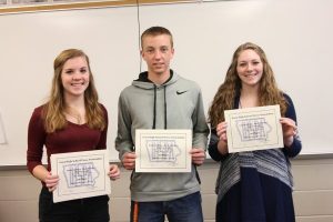 Macy Griebel, Clayton Loyd, and Laura Adrian placed 1st in IHSPA Multimedia News Story. View it here: https://themustangmoon.com/?p=5161 