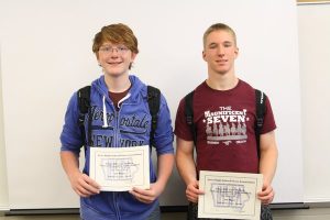 Ethan Hill, Sayre Pollock, Jackson Bootsmiller, and Luke Maddock placed 1st in IHSPA Multimedia Sports Story: https://themustangmoon.com/?p=4422 