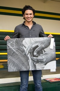 Journey Dawa shows his chalk portrait.