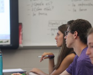 Junior Derk Keller watches attentively while learning  in Spanish class.  Photo by: Lauren Hauser 