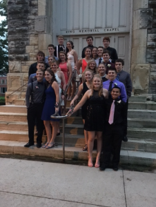 Trym Anderson's group takes pictures at Cornell before the dance. 