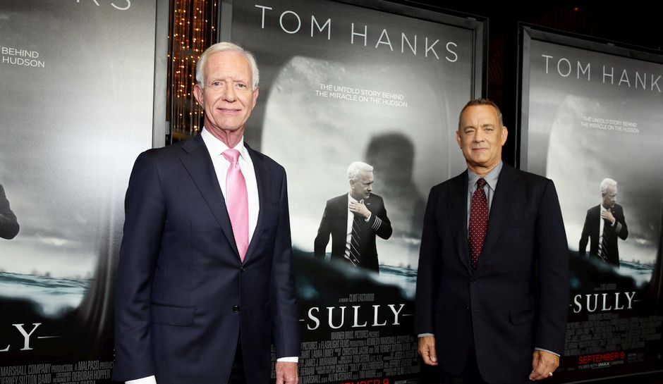 Author Chesley Sullenberger and Tom Hanks seen at the Los Angeles Industry Screening of Warner Bros. Pictures and Village Roadshow Pictures "Sully" at The DGA Theater on Thursday, Sept. 8, 2016, in Los Angeles. (Photo by Steve Cohn/Invision for Warner Bros./AP Images)