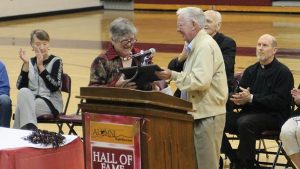 David Wolfe presents Carol Croft Kent with the Service Hall of Fame award "Carol is a person who walks the talk, showing passion for her profession of nursing, going the extra mile in all that she does, and just plain cares about people."  said David Wolfe  Picture by Ben McGuire