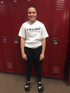 Sophomore Morgan Houghtaling sports her "Make America Great Again" shirt. 