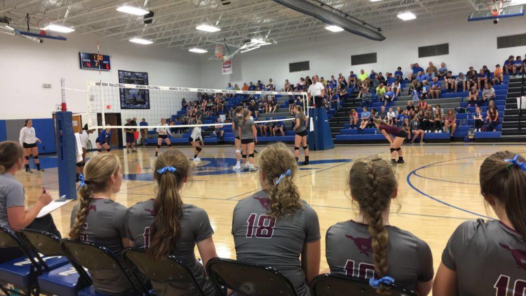 The Mustangs won in 3 sets over the Anamosa Raiders Sept 19. Photo by Kendra Streicher