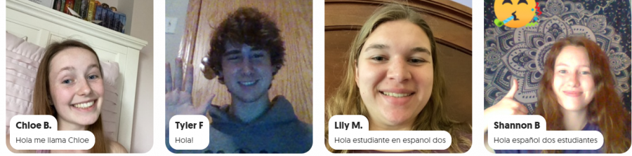 Spanish 4 students meet online.