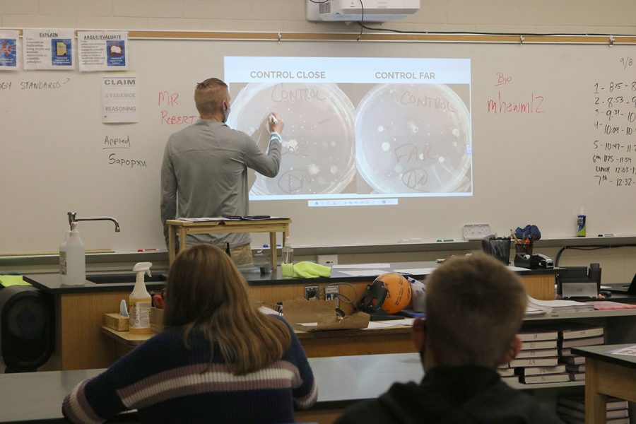 Mr. Roberts teaches biology in his 7th hour class.