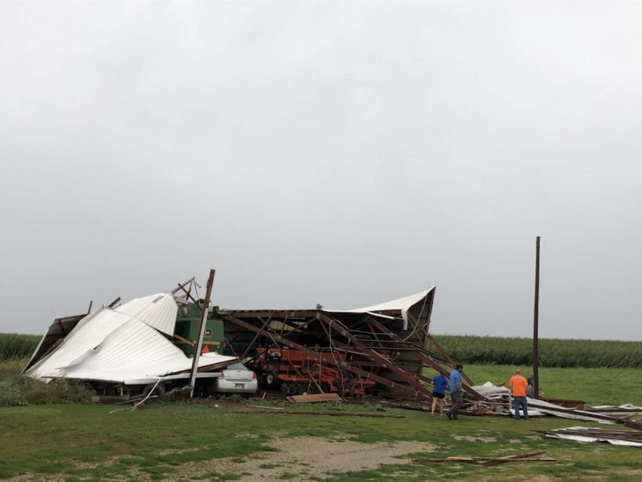collapsed barn on the Russell farm.