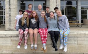 MOUNT VERNON HOMECOMING COURT. Front Row: Queen candidates Ashlee Elliott, Maia Bentley, Anna Moore, Tessa Baty, and Anna Hoffman. Back Row: King candidates Thomas Giel, Owen Brase, Vance Arnold, Jacob Russell, and Anoop Boyal.