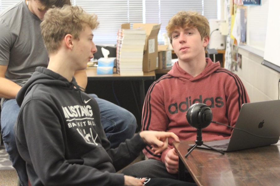 Sophomores Colin Bentley and Aaron Bellamy learn about editing in Audacity for Digital Media  J-term.