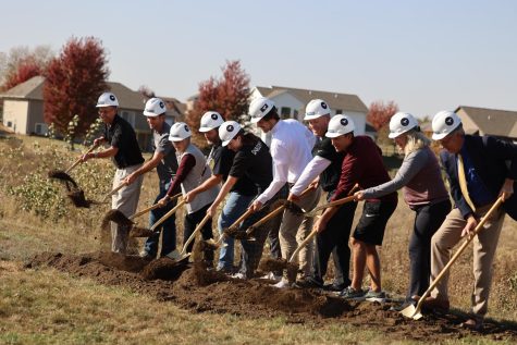 School leaders break ground on construction for the activities complex north of Mount Vernon High School on Oct. 21, 2022. 