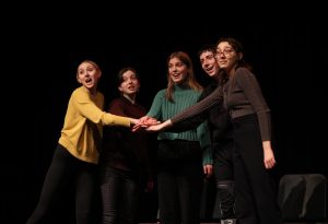 The ensemble acting group This is a Bad Idea closes out the all state speech showcase with their comedic performance. The group is sprinkled with ensemble acting champions from Controlling Interests that brought the banner home to Mount Vernon last year.