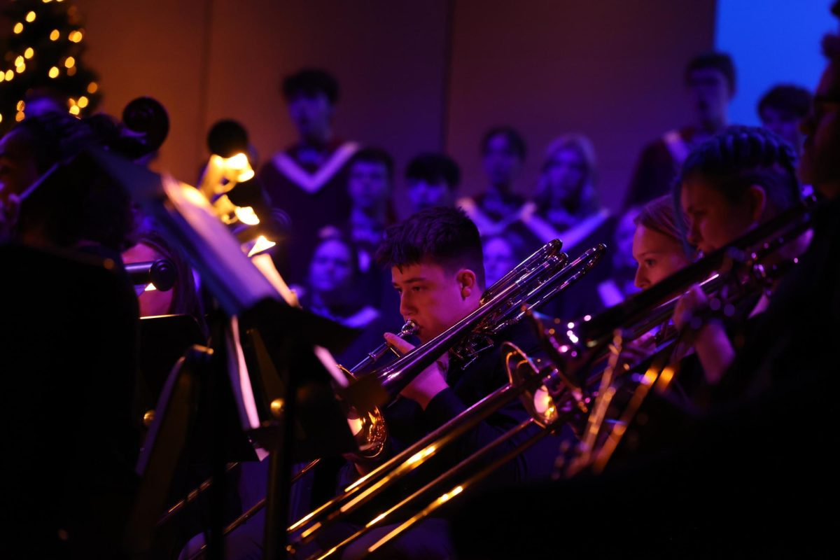Senior Will Errington plays Walking in a Winter Wonderland during the Christmas concert on Dec. 17.