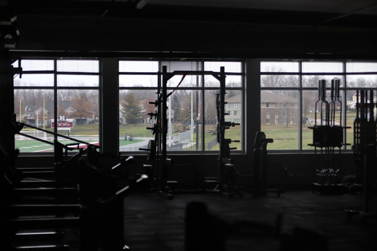 Mount Vernon High Schools weight room looks over the new activities complex.