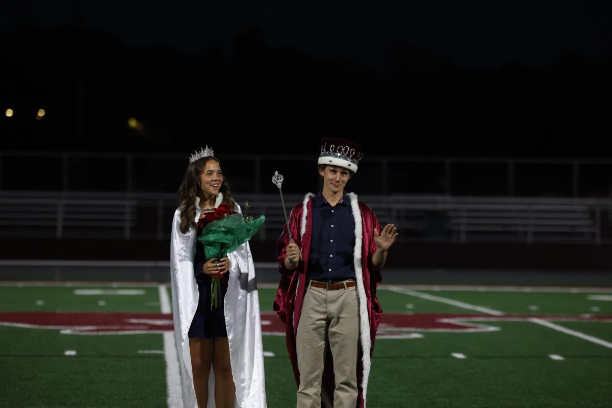 Seamus O'Connor humbly thanks the crowd for voting him Homecoming King Sept. 26.