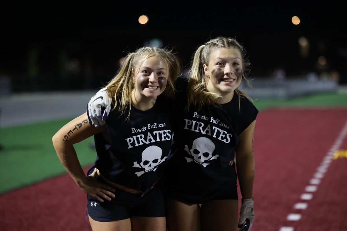 Juniors Bella Manternach and Kaylee Kintzel pose for the camera Sept. 26. 