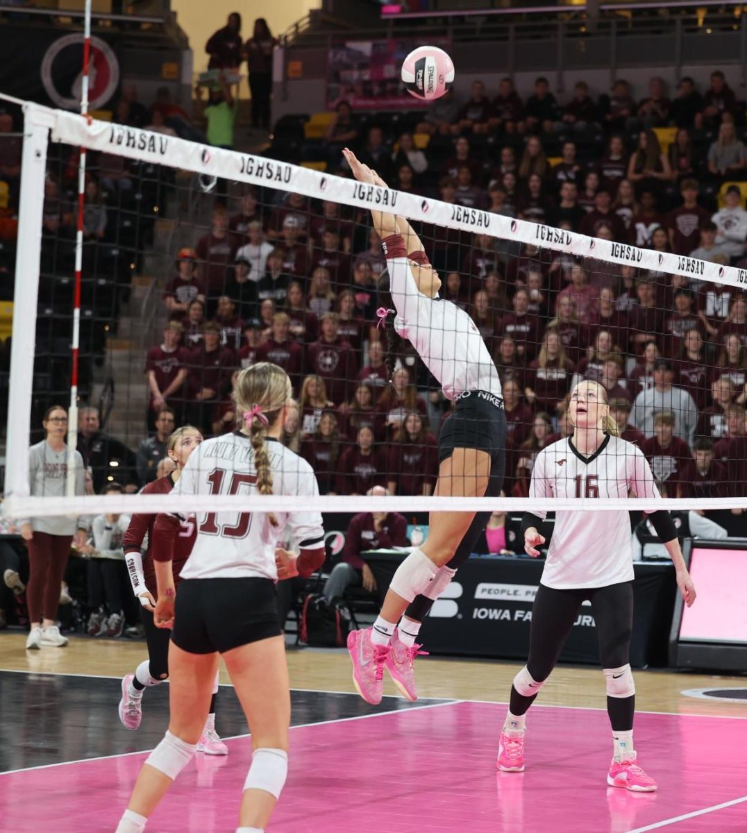 Junior CaliAna Whitaker (3) stretches to set the ball over the net Nov. 5. 