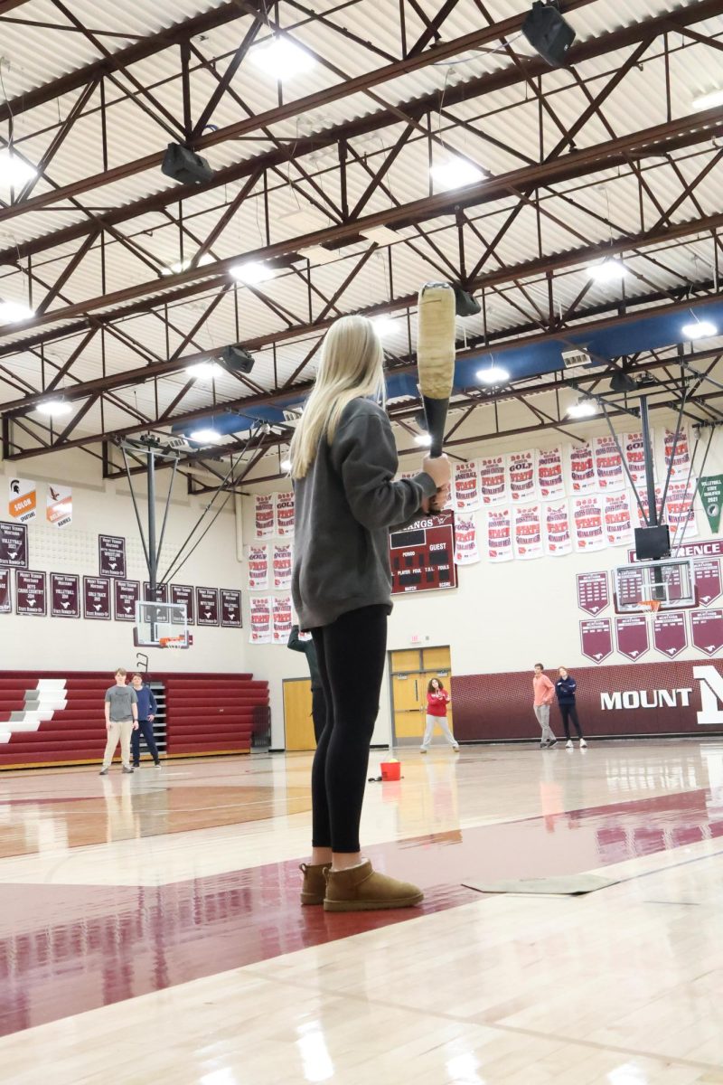 Sophomore Alivia Truitt steps up to bat during the Jazz and Baseball J-Term Class Jan. 8. 