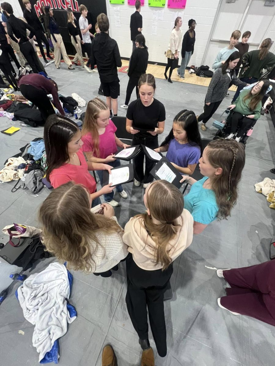 Students get ready for Choral Reading of "Natalie's Letter"
with Lexi Liu, Clara Vavricek, Liliana Grosse, Fiona Calcara, Emery Willems.
