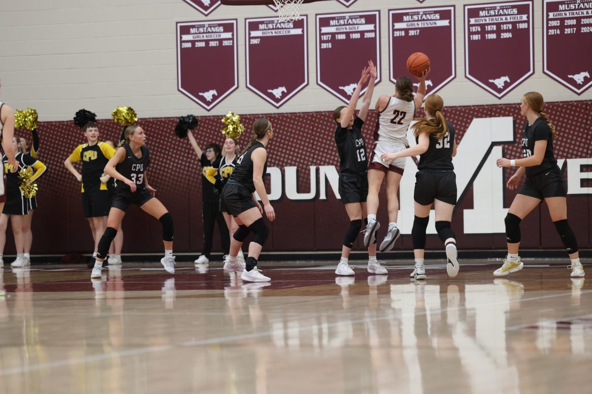 Junior Courtney Franck (22) goes up for a layup during her game Jan. 15. 