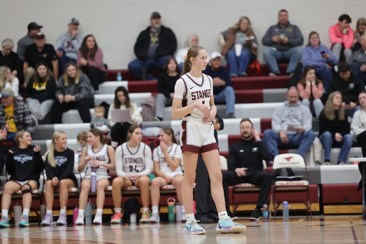 Freshman Quinn Pershing (4) is dialed in during her game, Jan. 15. 