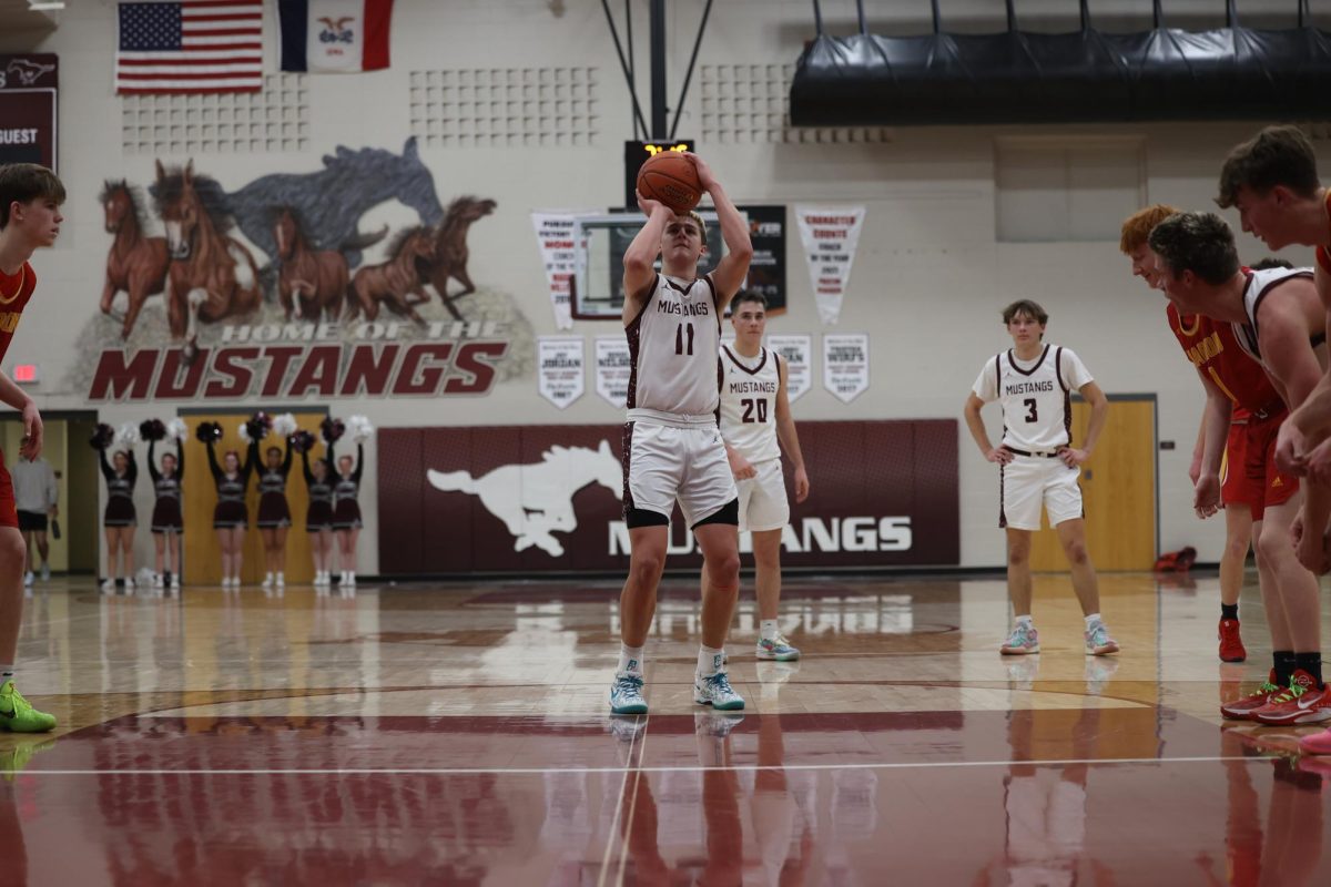 Kellan Haverback takes freethrows Feb. 7.