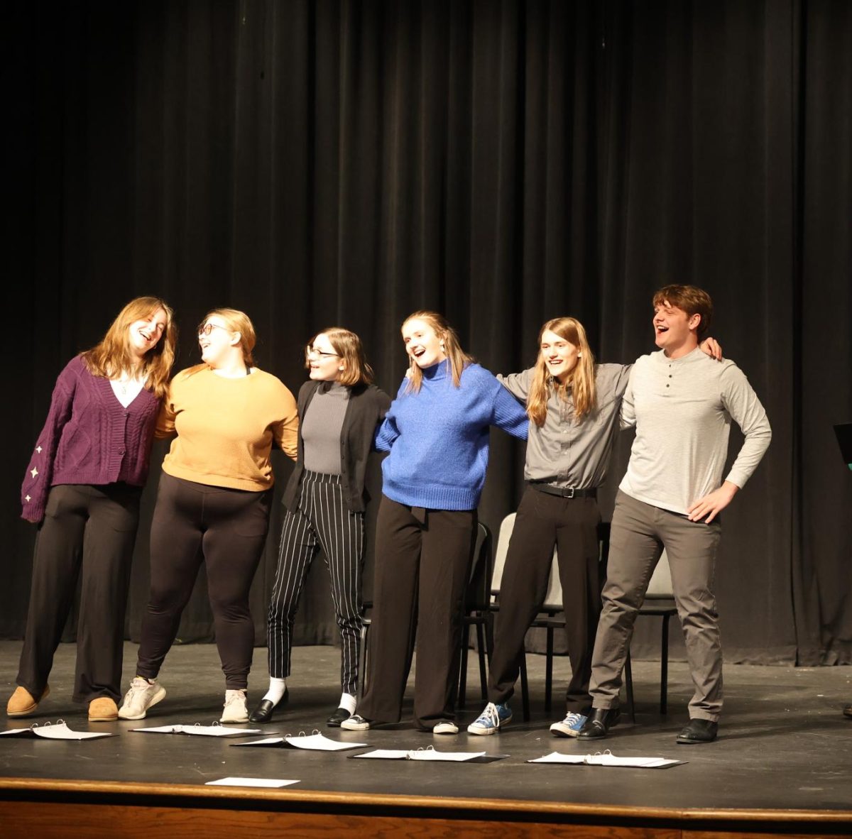 Members of Readers Theatre sing happy trails for " Then I'll be Happy"  Feb.15.