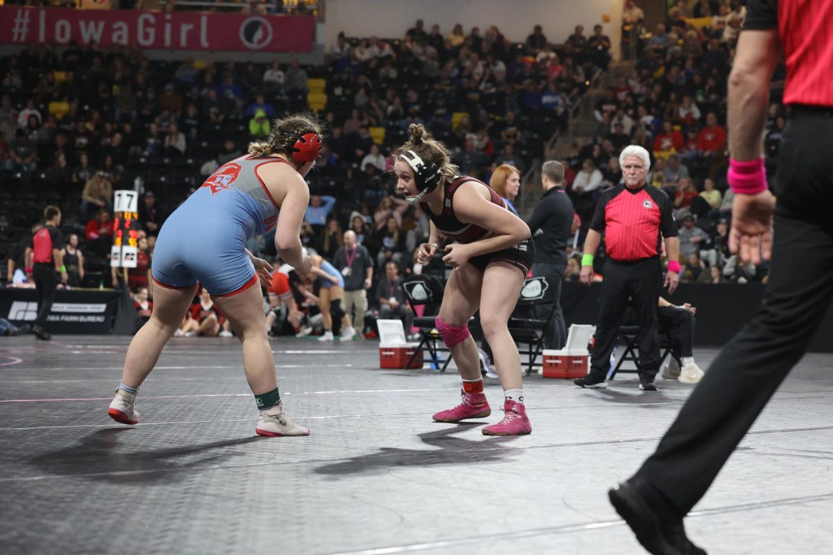 On Feb. 6, Gracie Pinckney circles with her East Buchanan opponent.