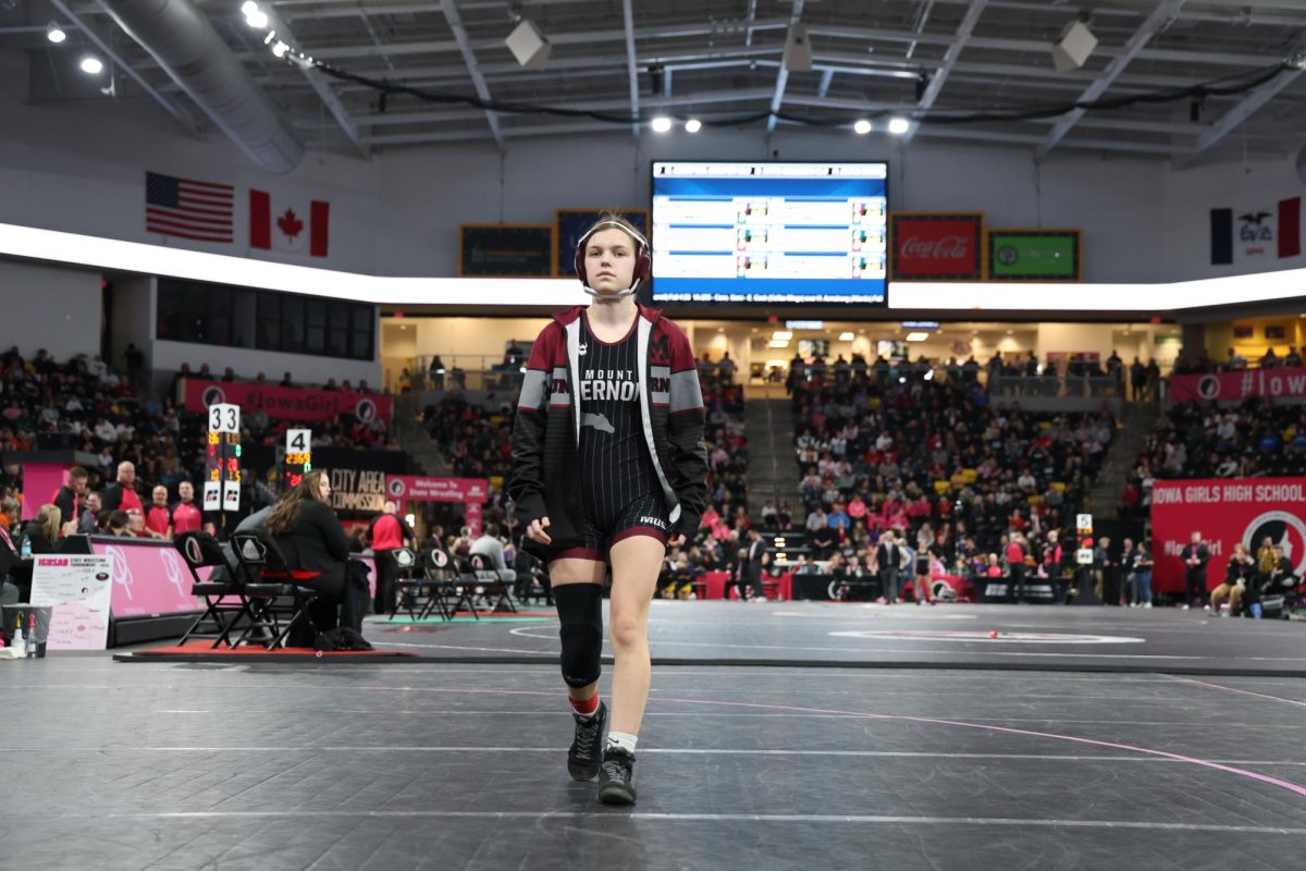 Freshman Kate Martin (105) is ready to wrestle Feb. 7. 