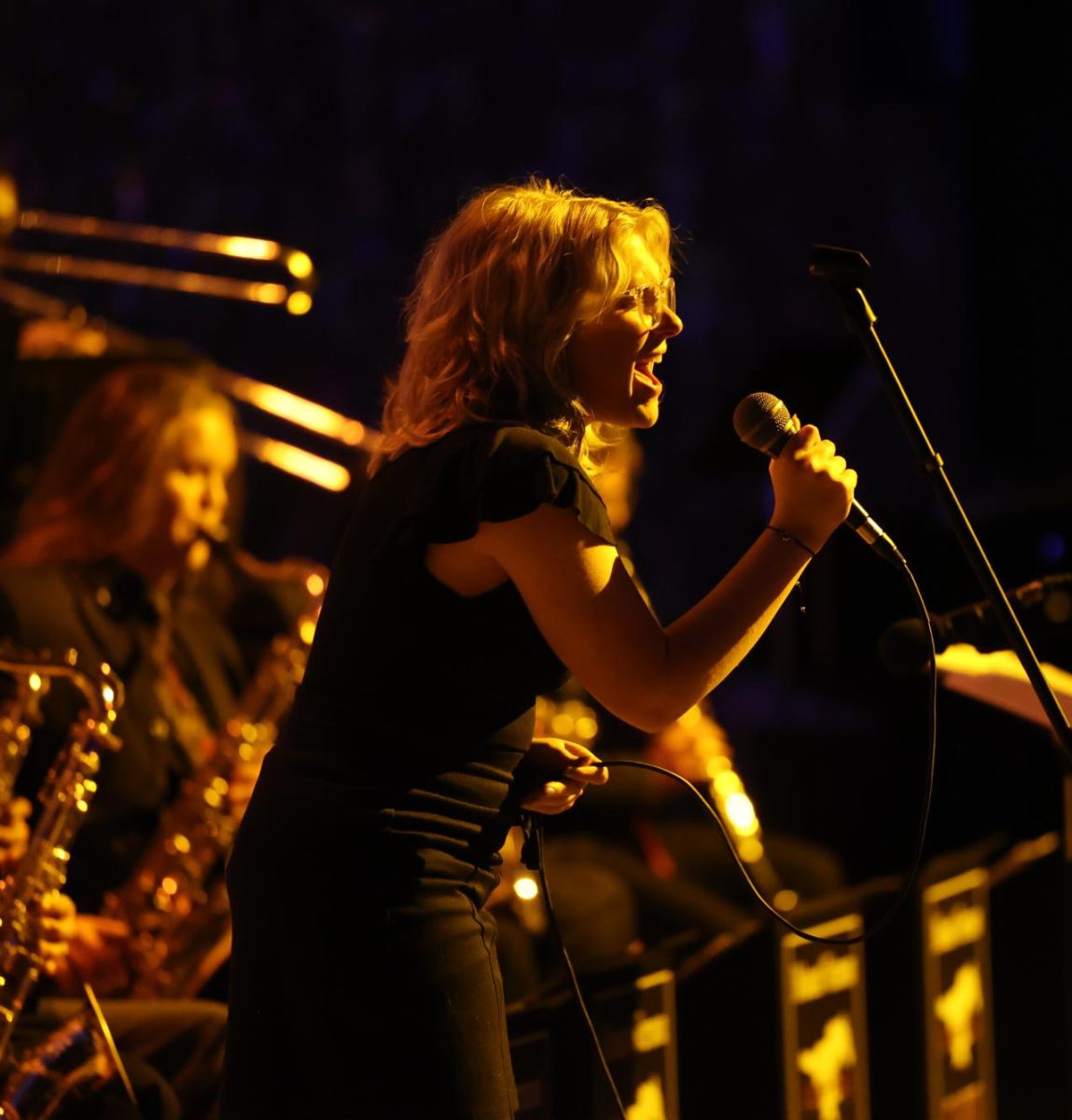 Senior Penelope Vig performs with the Jazz band during "Every Day I Have the Blues" 