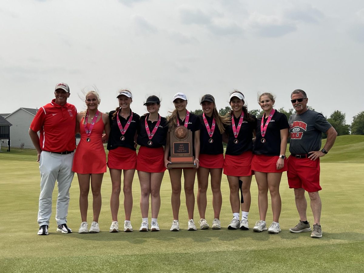 State Girls Golf: Head Coach Andy Kahl,  Avri Trumblee-Looney, Carie Johnson, Avery Thurn, Eryn Jackson, Kyla Kahl, Abby Bock, Grace Bausch, Coach Brian Hall.