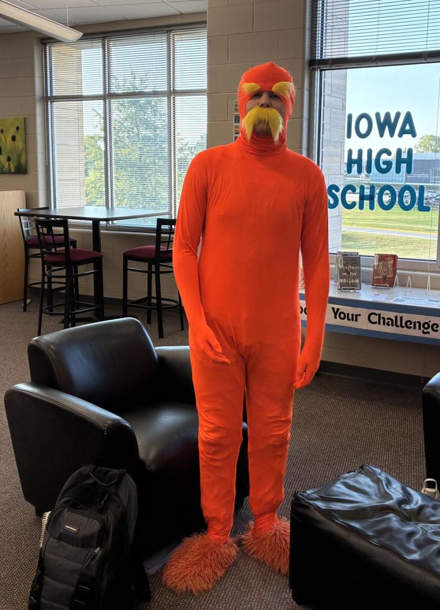Senior Austin Mull poses as the Lorax on movie character day on Sept. 30.