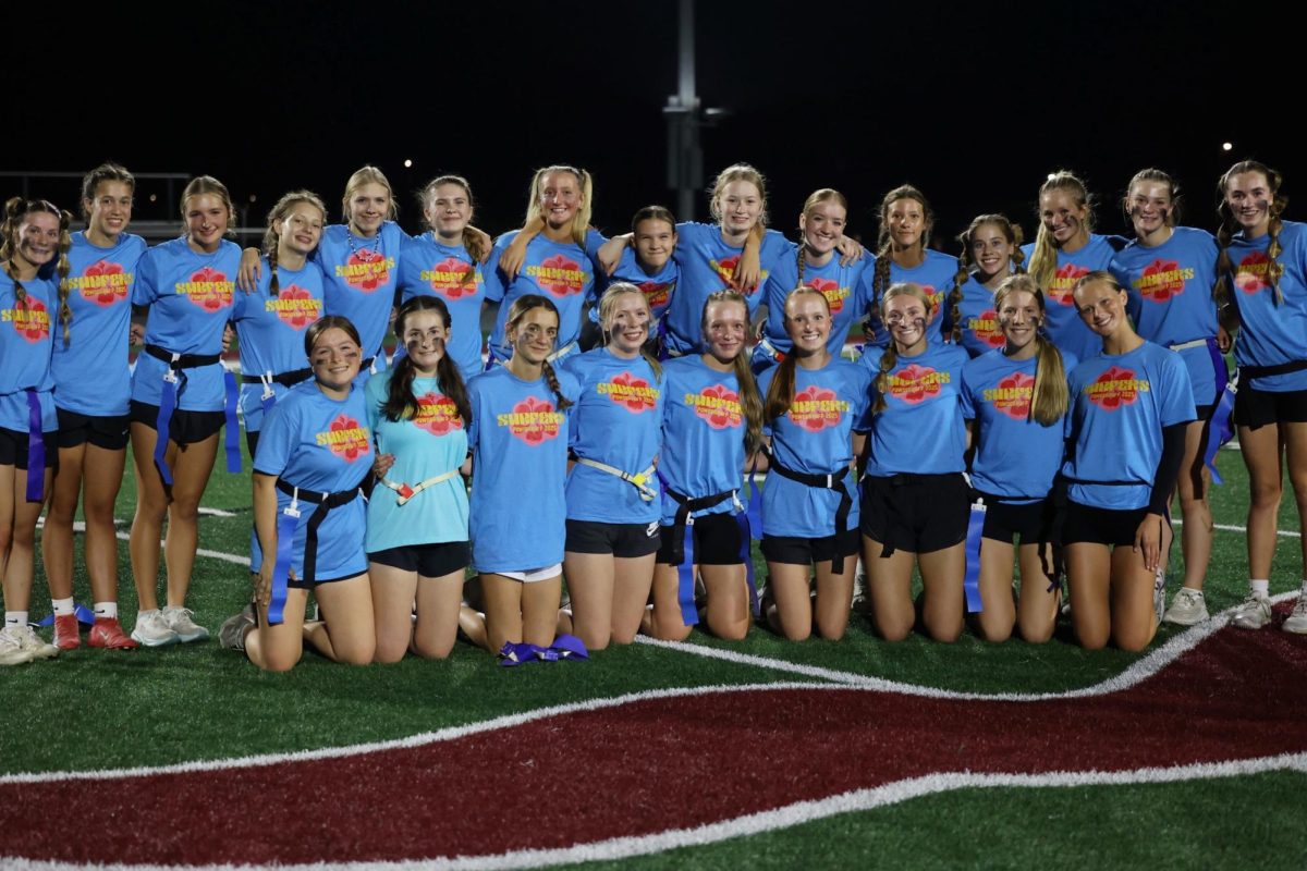 The Surfers, the freshman junior team, pose for a photo. The Surfers lost to the Bikers 50-32 Oct. 2.
