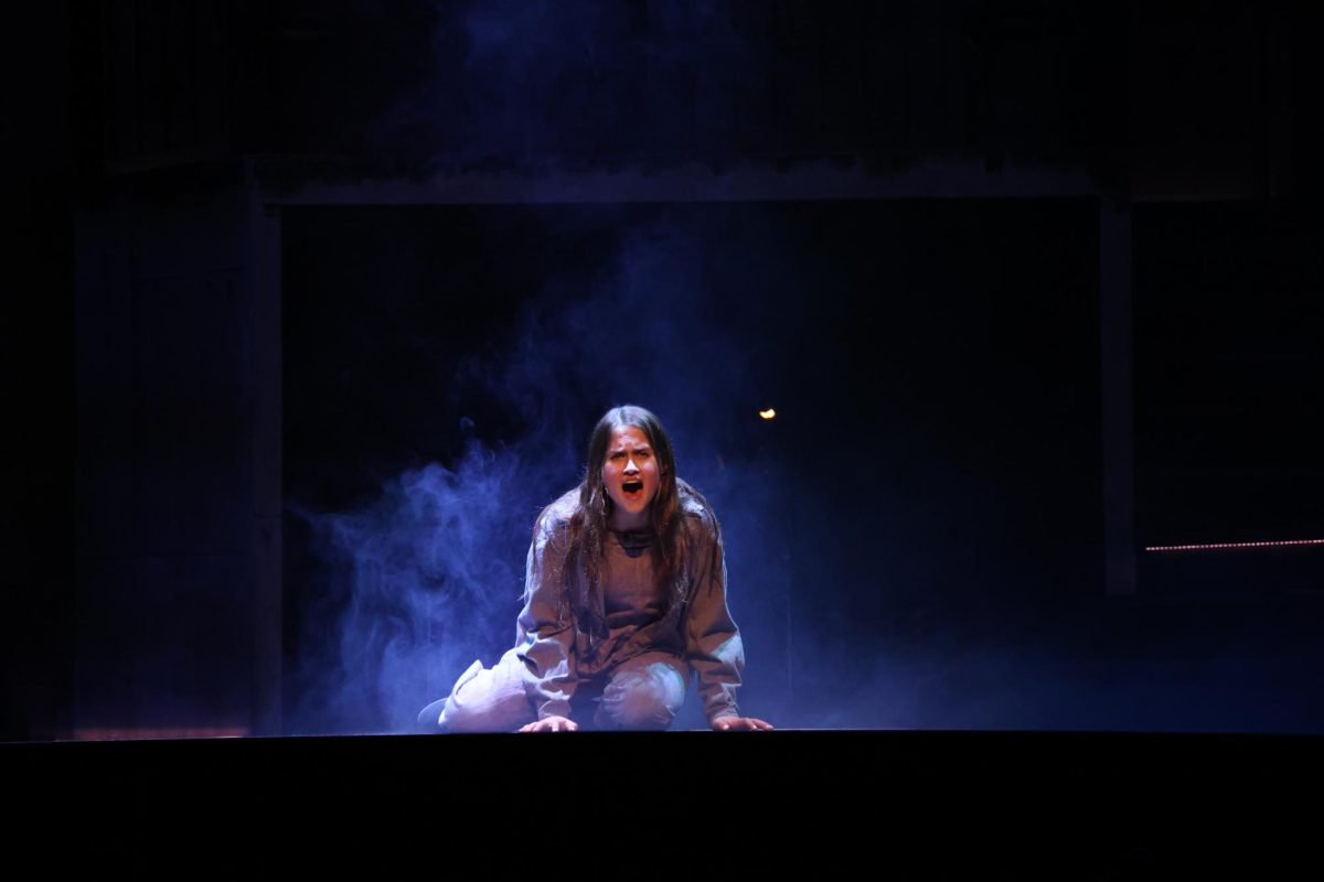 Junior Charlotte Woosley, as Eurydice, reflects on her decision to sign Hades' contract as she performs "Flowers".