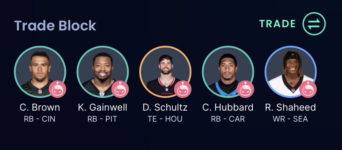 This screenshot shows the trade block where you can trade your players to another team. 