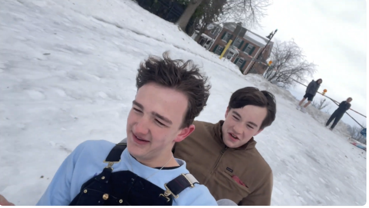 Jack and Andrew sled on Pres HIll