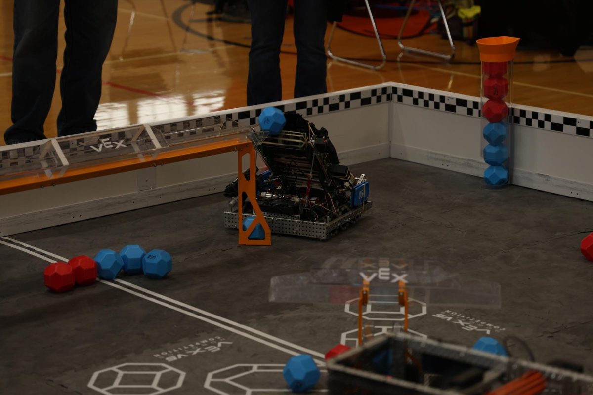 Team 85A's Robot, built by Porter Chatman and Matthew Bany navigates through the course and completes tasks as coded.